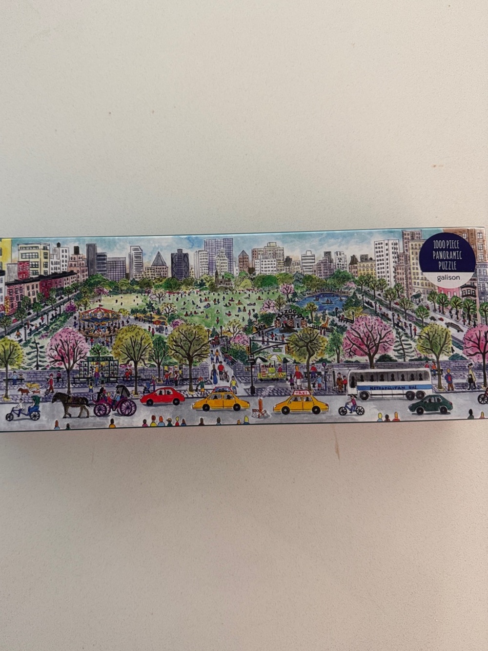 Galison Spring Park Panoramic Puzzle - 1000 Piece (Green, Pink, Blue)